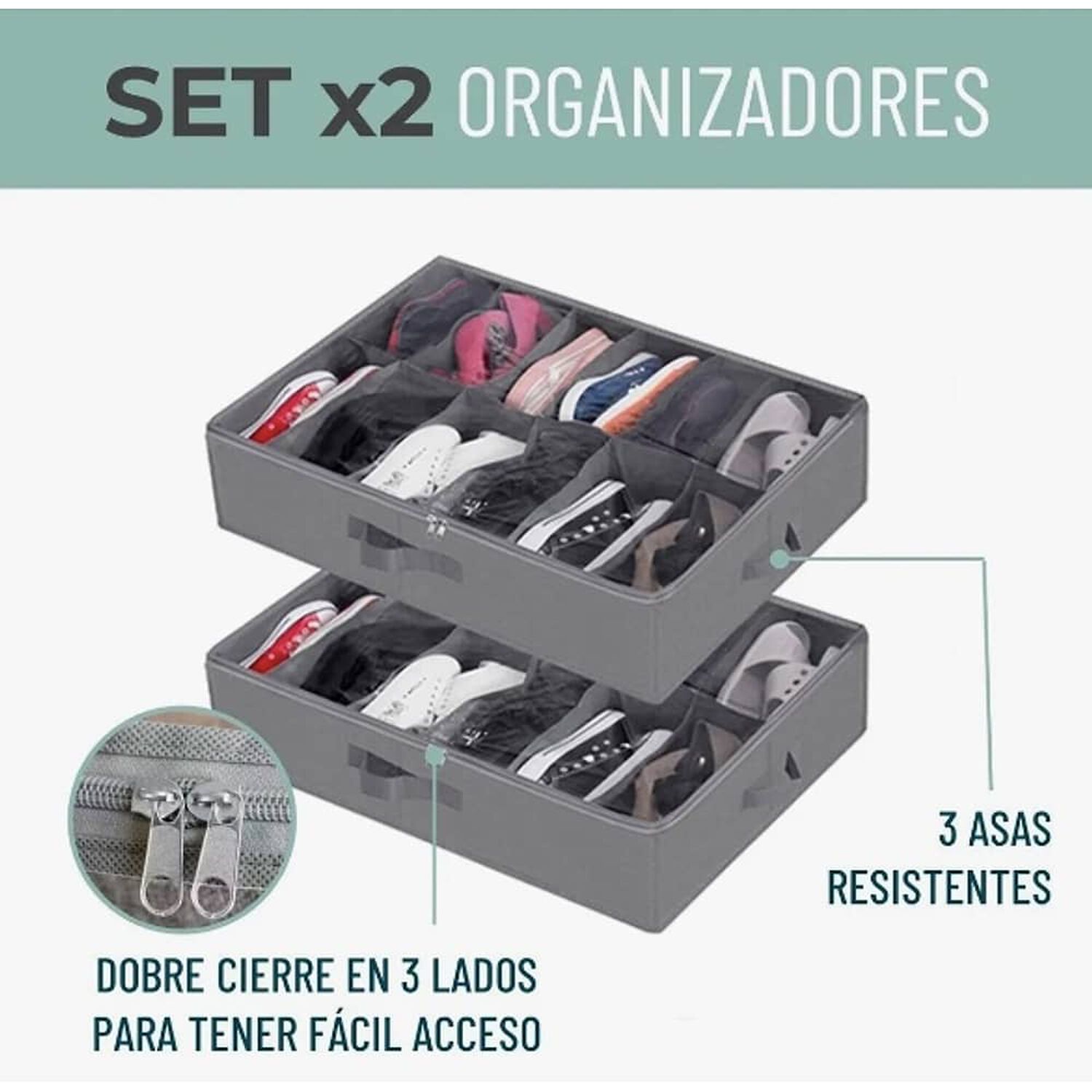 Organizador Zapatos Bajo Cama Almacenamiento Zapatero Set X2 image number 1.0