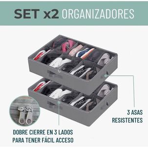 Organizador Zapatos Bajo Cama Almacenamiento Zapatero Set X2