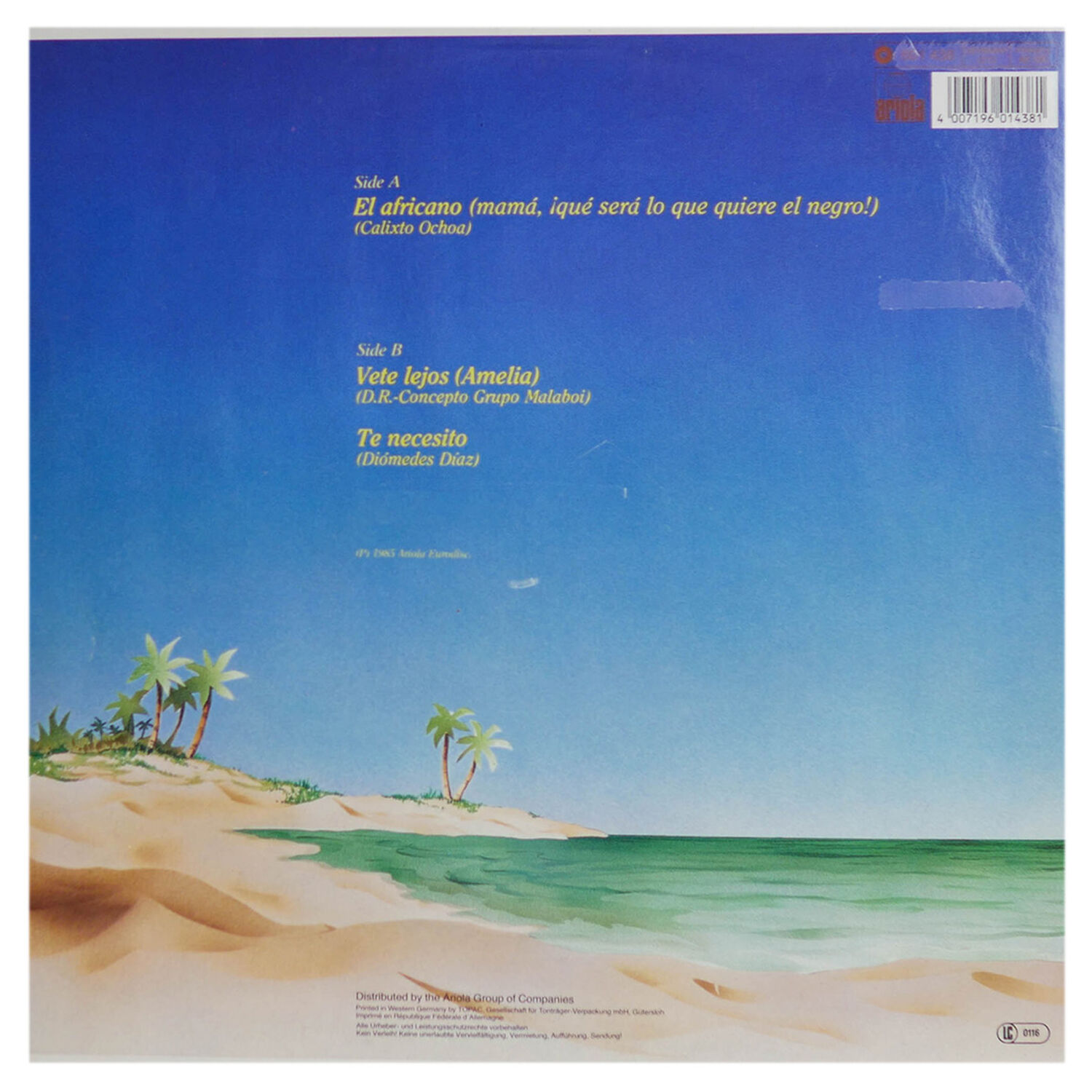 Wilfrido Vargas - El Africano | 12" Maxi Single Usado image number 1.0