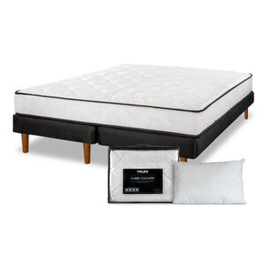 Cama Europea Flex New Simple / 2 Plazas / Base Dividida + Almohadas + Cubrecolch&oacute;n