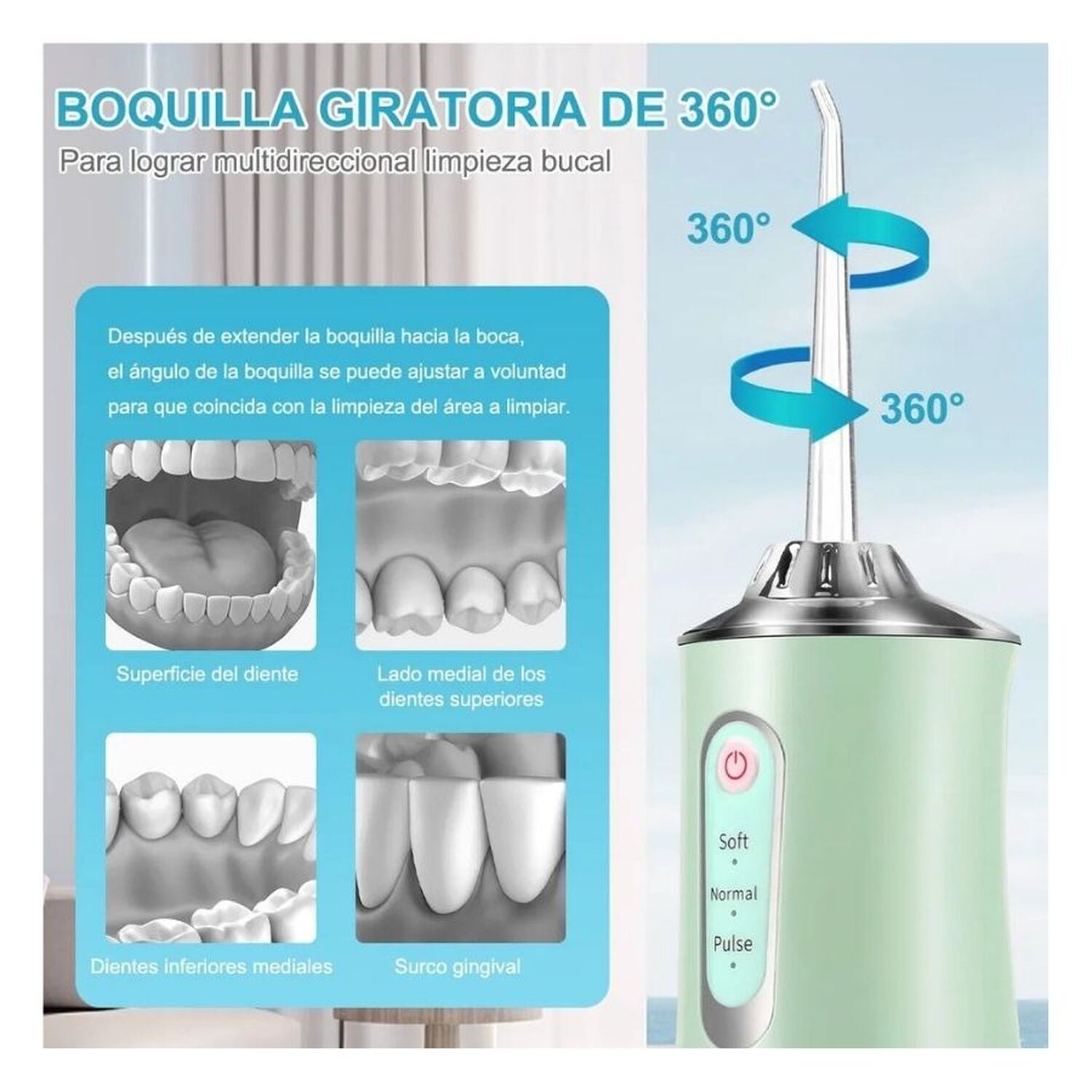 Irrigador Bucal Dental Port&aacute;til Limpiador Inal&aacute;mbrico Usb image number 2.0