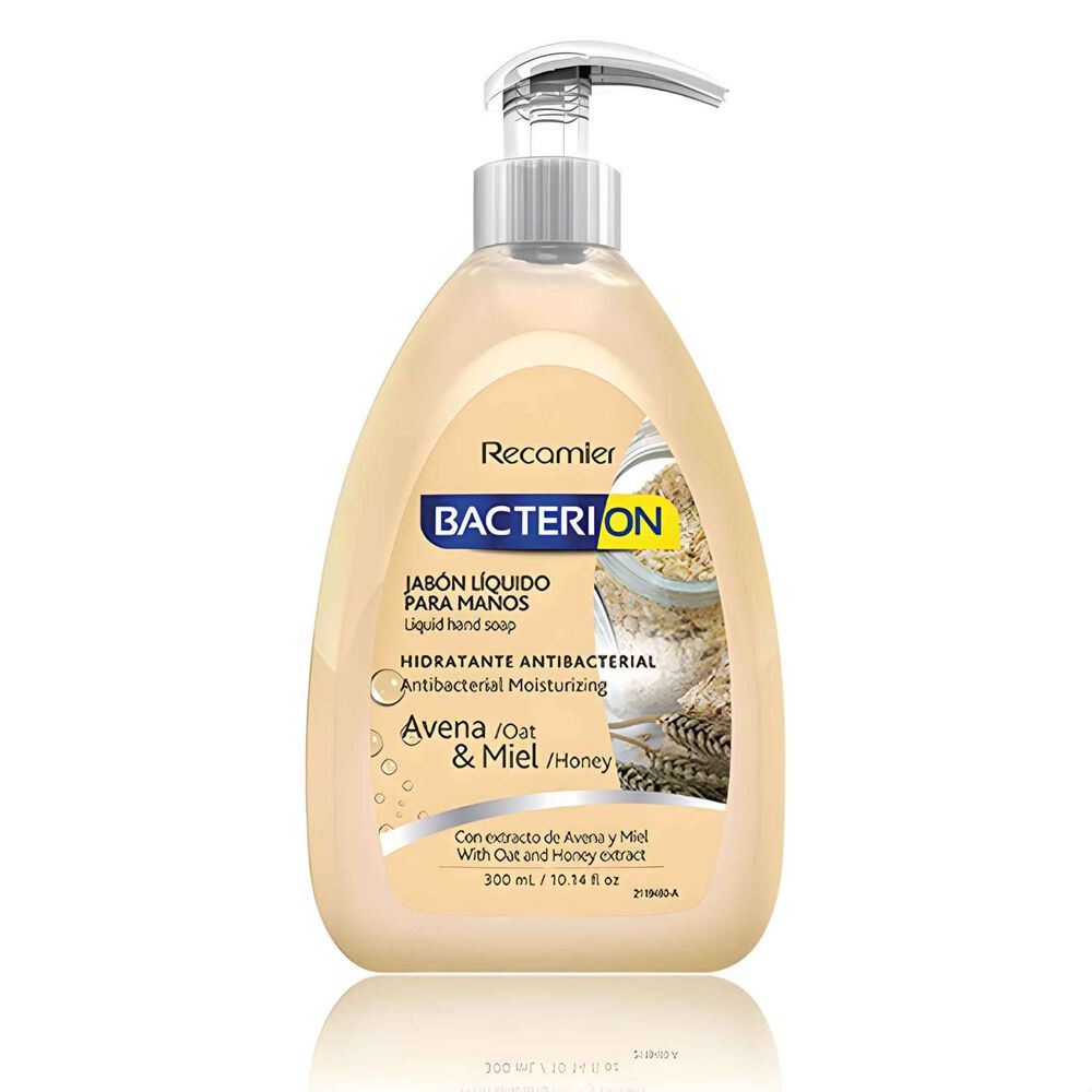 Jabón Hidratante Antibacterial Con Dispensador 300ml Avena Y Miel - Bacterion image number 0.0