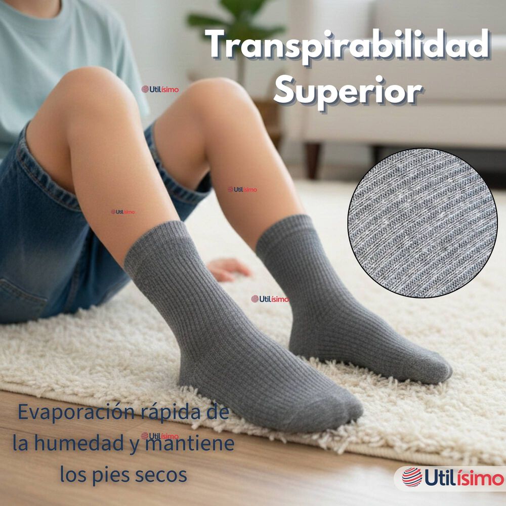 Pack 3 Calcet&iacute;nes Escolares Corto Acrilico Gris Ni&ntilde;o Y Ni&ntilde;a image number 8.0