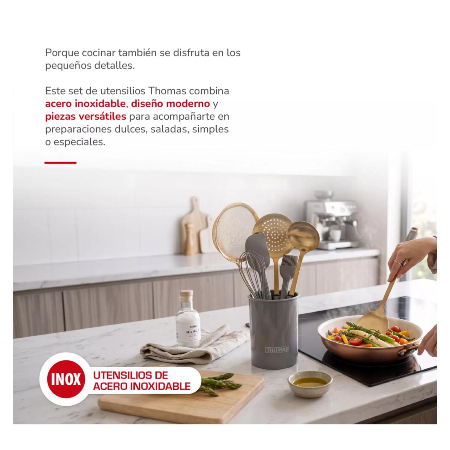 Set Utensilios De Cocina 8pcs Acero Inox Th-mut08d Thomas image number 1.0