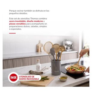 Set Utensilios De Cocina 8pcs Acero Inox Th-mut08d Thomas