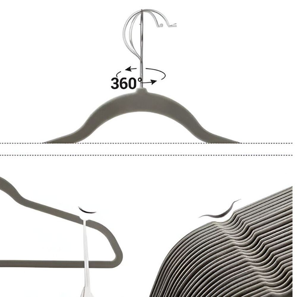 Pack 50 Colgadores Ganchos Ropa Negro Antideslizante Flocado image number 3.0