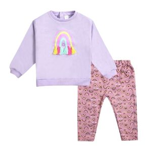 Set 2 Piezas Conjunto Buzo Poleron Niña 100% Algodon Lilac Fantasy