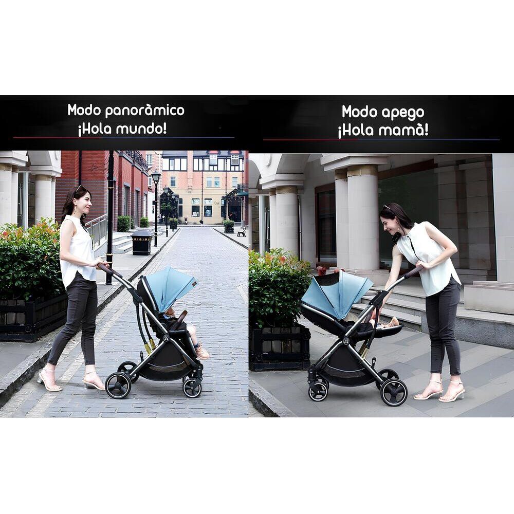 Coche De Paseo Modo Apego Y Panor&aacute;mico Gris Lubabycas image number 4.0