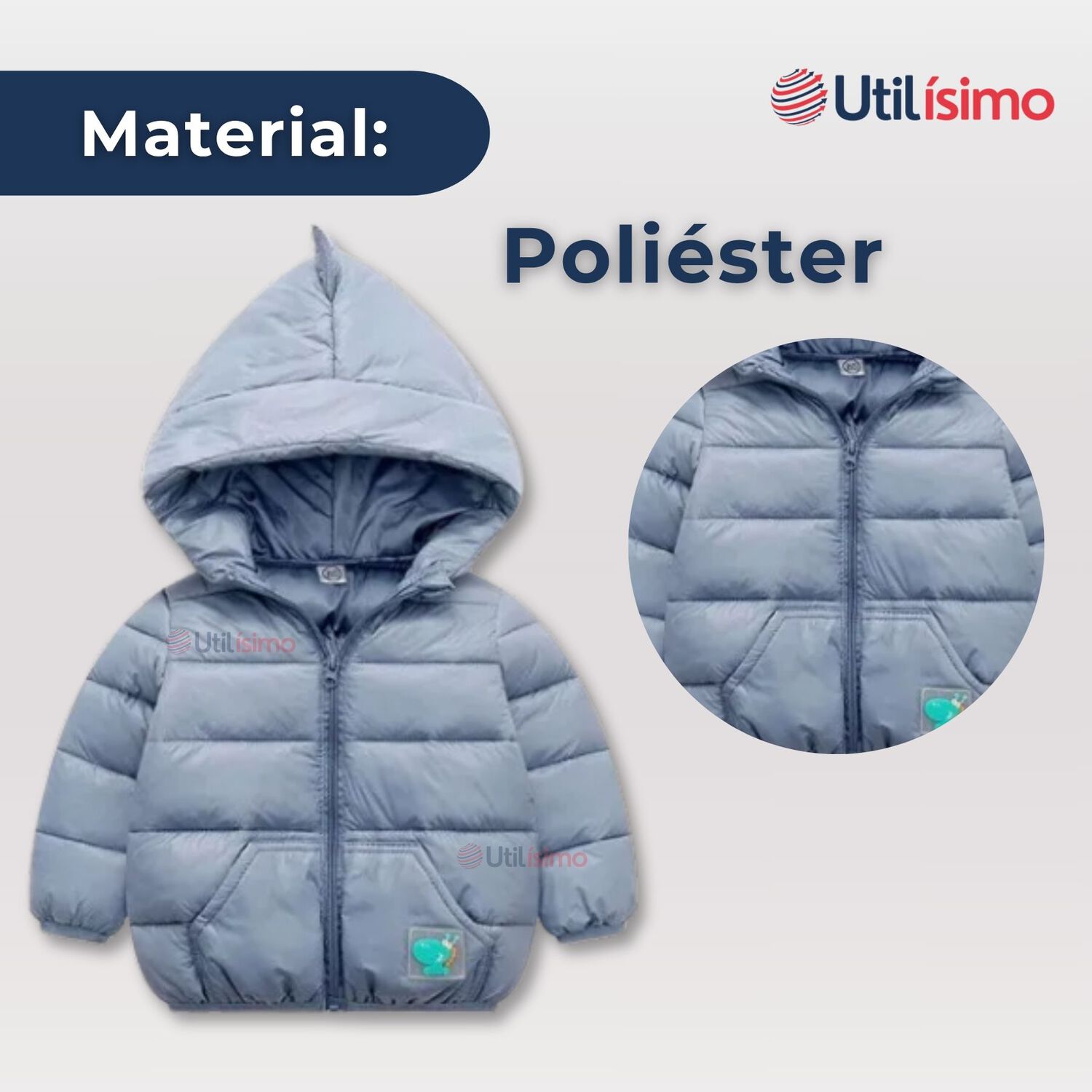 Parka Dinosaurio Con Capucha Manga Larga Ni&ntilde;o Jump Kids Azul Dinosaurio image number 1.0