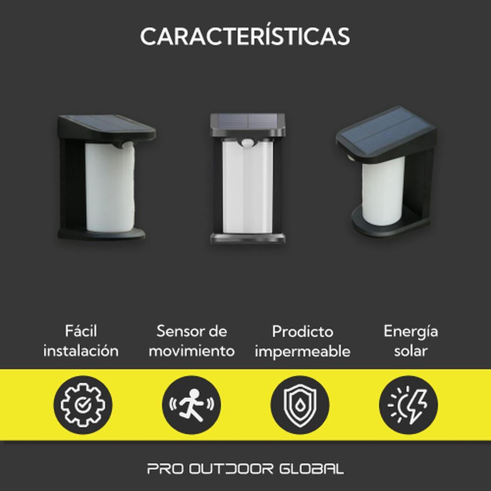 Pack 6 Aplique Solar Vertical Contra Agua Con Base Con Sensor Movimiento image number 4.0