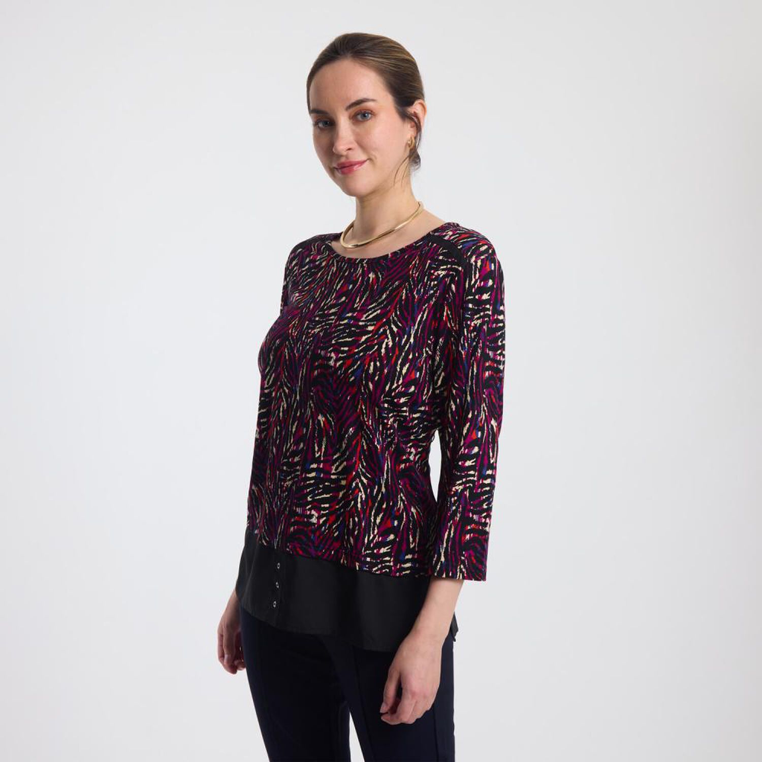 Polera Full Print Con Blusa Manga Larga Cuello Redondo Mujer Lesage image number 2.0