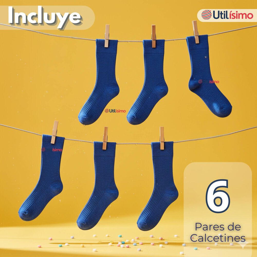 Pack 6 Calcet&iacute;nes Escolares Corto Bamb&uacute; Azul Ni&ntilde;os Y Juvenil image number 1.0