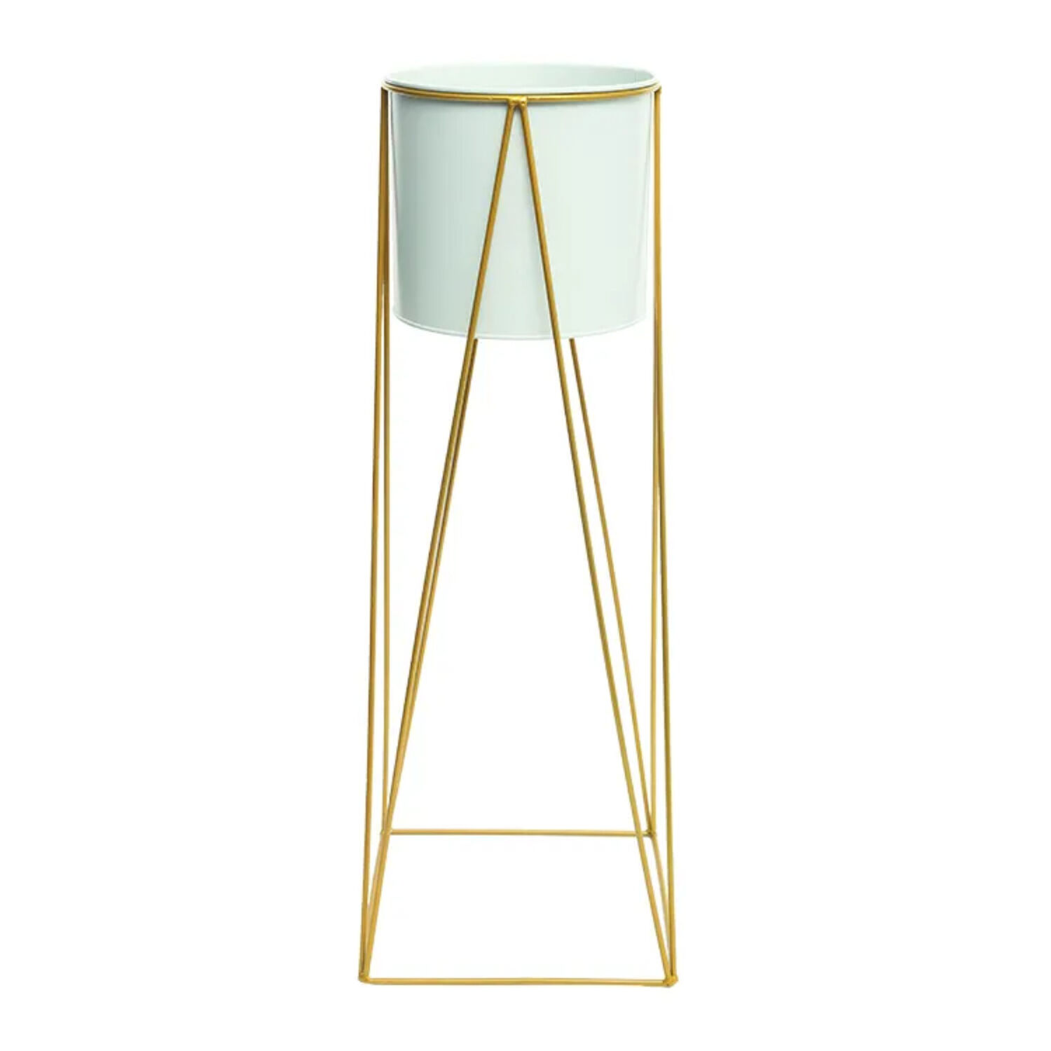 Set 2 Porta Maceteros Pedestal Igual Tama&ntilde;o Blanco Dorados image number 1.0