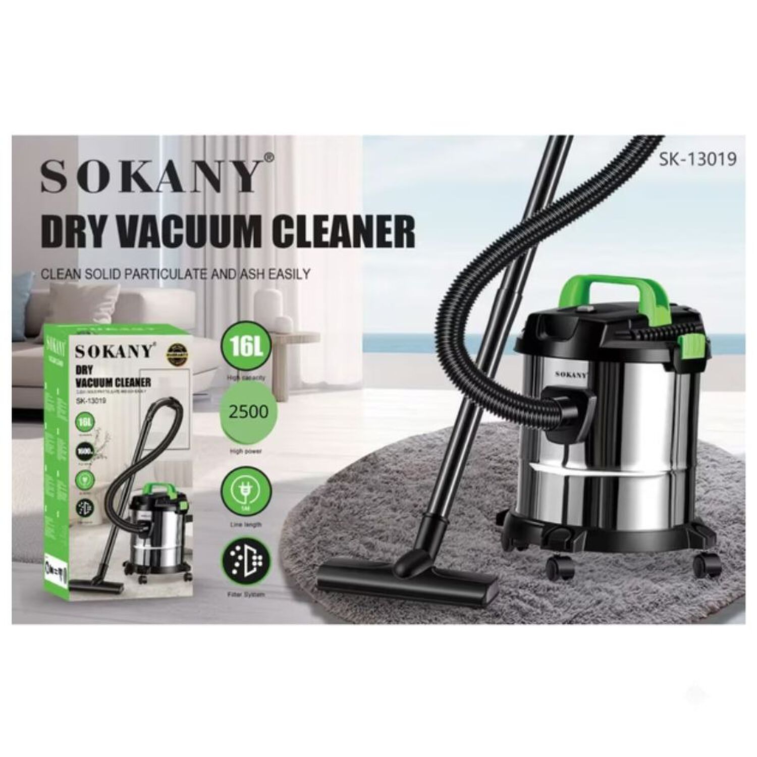 Aspiradora Industrial Tambor Sokany 2500w image number 2.0