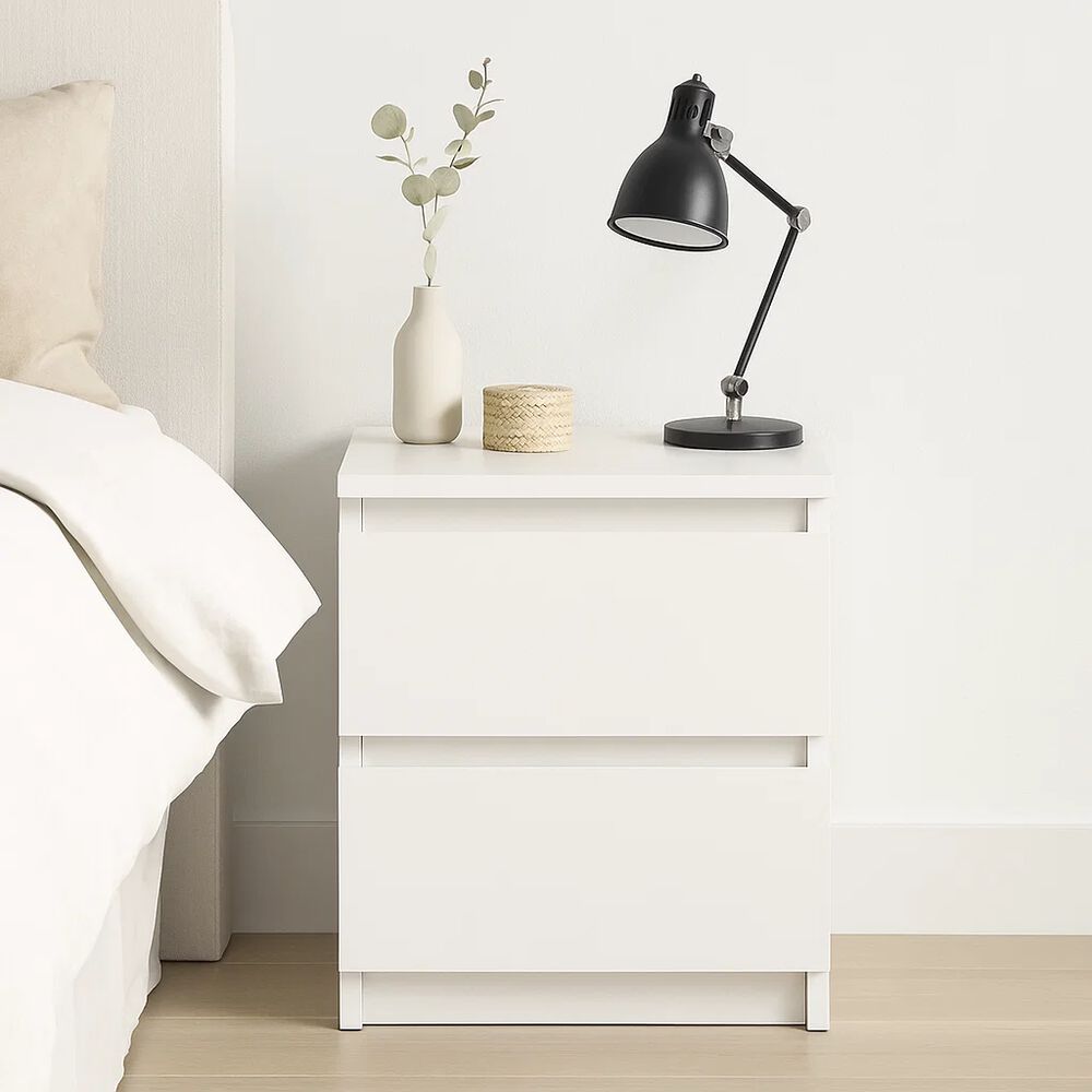 Pack De 2 Veladores Cajon Doble Minimal Blanco image number 2.0