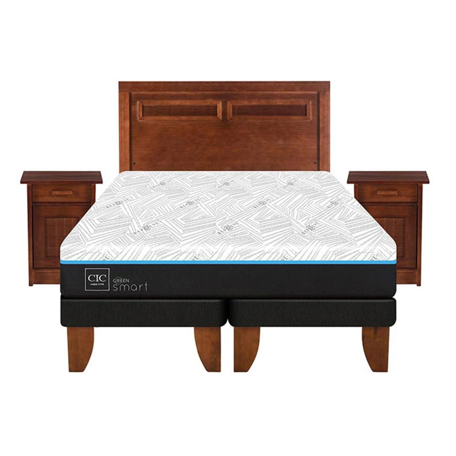 Cama Europea Cic Green Infinity / 2 Plazas / Base Dividida + Set De Maderas image number 0.0