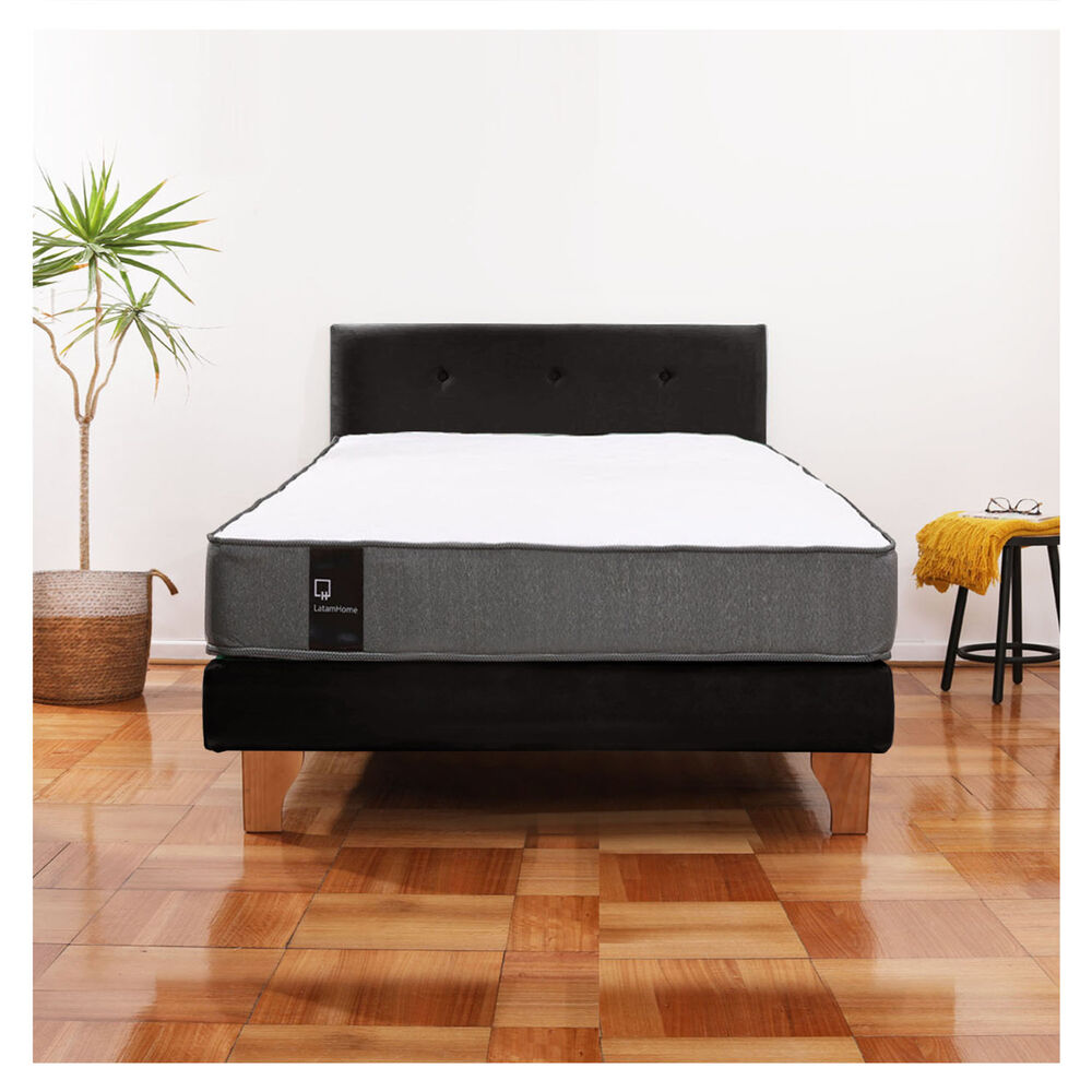 Cama Europea Zen Best 1.5 Plaza Tela Velvet Negro + Respaldo image number 0.0
