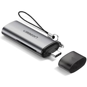 Lector 2en1 Multi-tarjeta De Memoria Usb-c 3.1 (sd/microsd) Aluminio Silver Ugreen Cm184