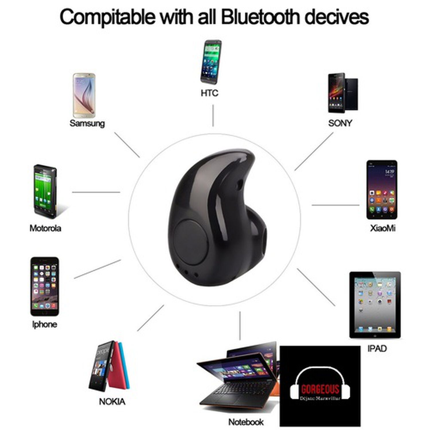 Aud&iacute;fono (1) Bluetooth Recargable 2hrs Auricular Inal&aacute;mbrico Con Micr&oacute;fono Y Manos Libres image number 5.0