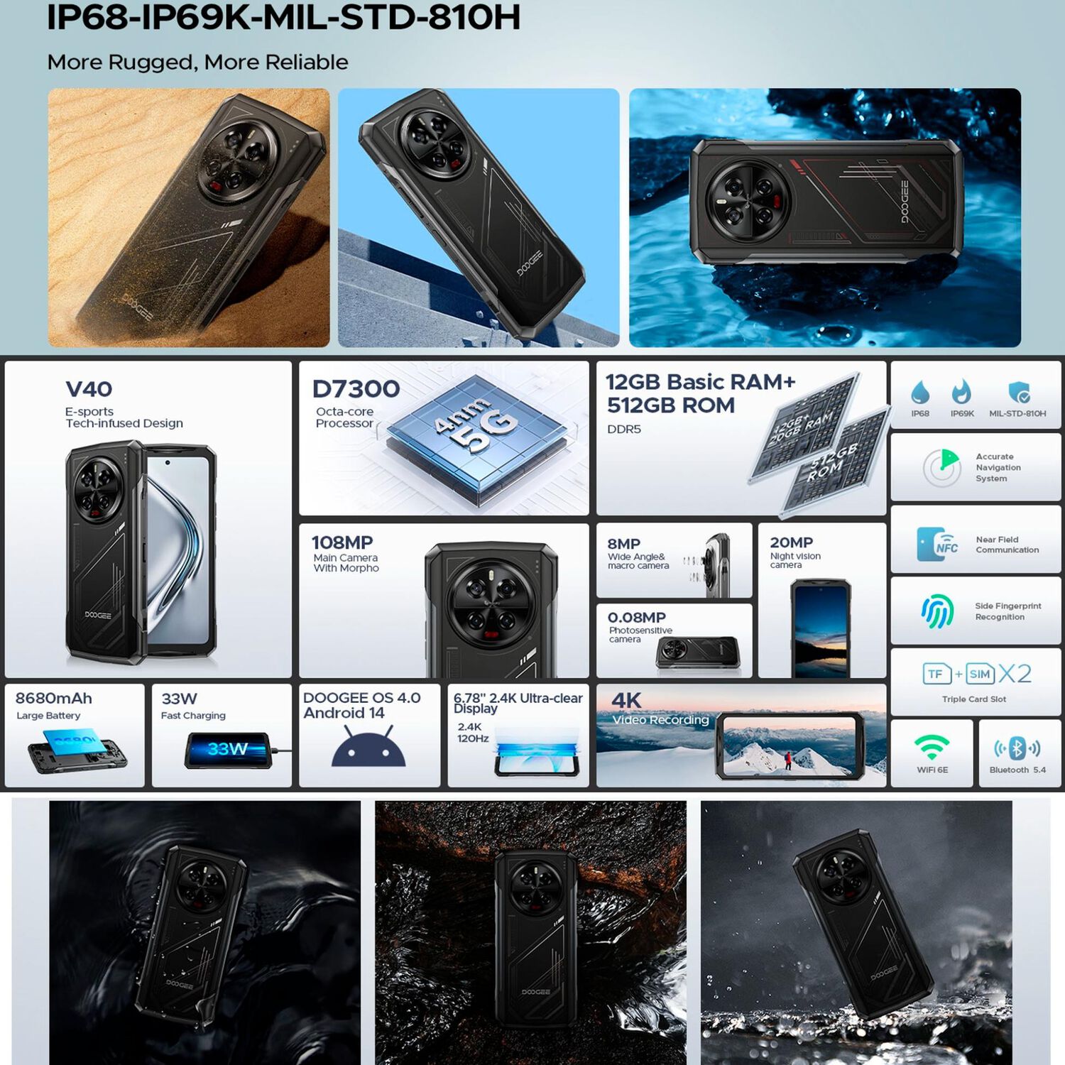 Doogee V40 - Smartphone Rugerizado 5g Con 108mp Y Bater&iacute;a De 8680mah image number 2.0