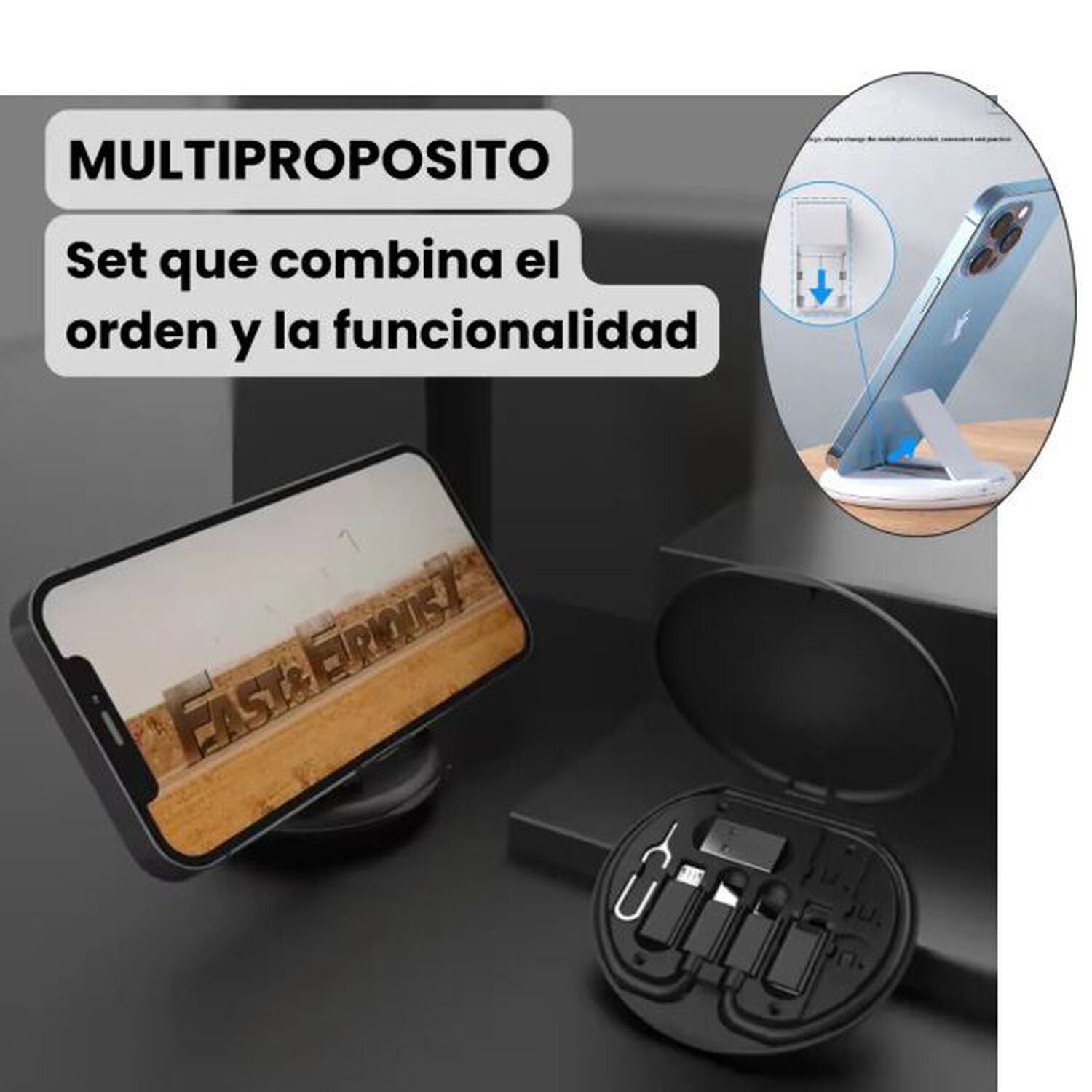Set De Adaptador Para Celular Datos Cable Y Carga 60w Usb Tipo C Micro Usb Ip Y Otros image number 2.0