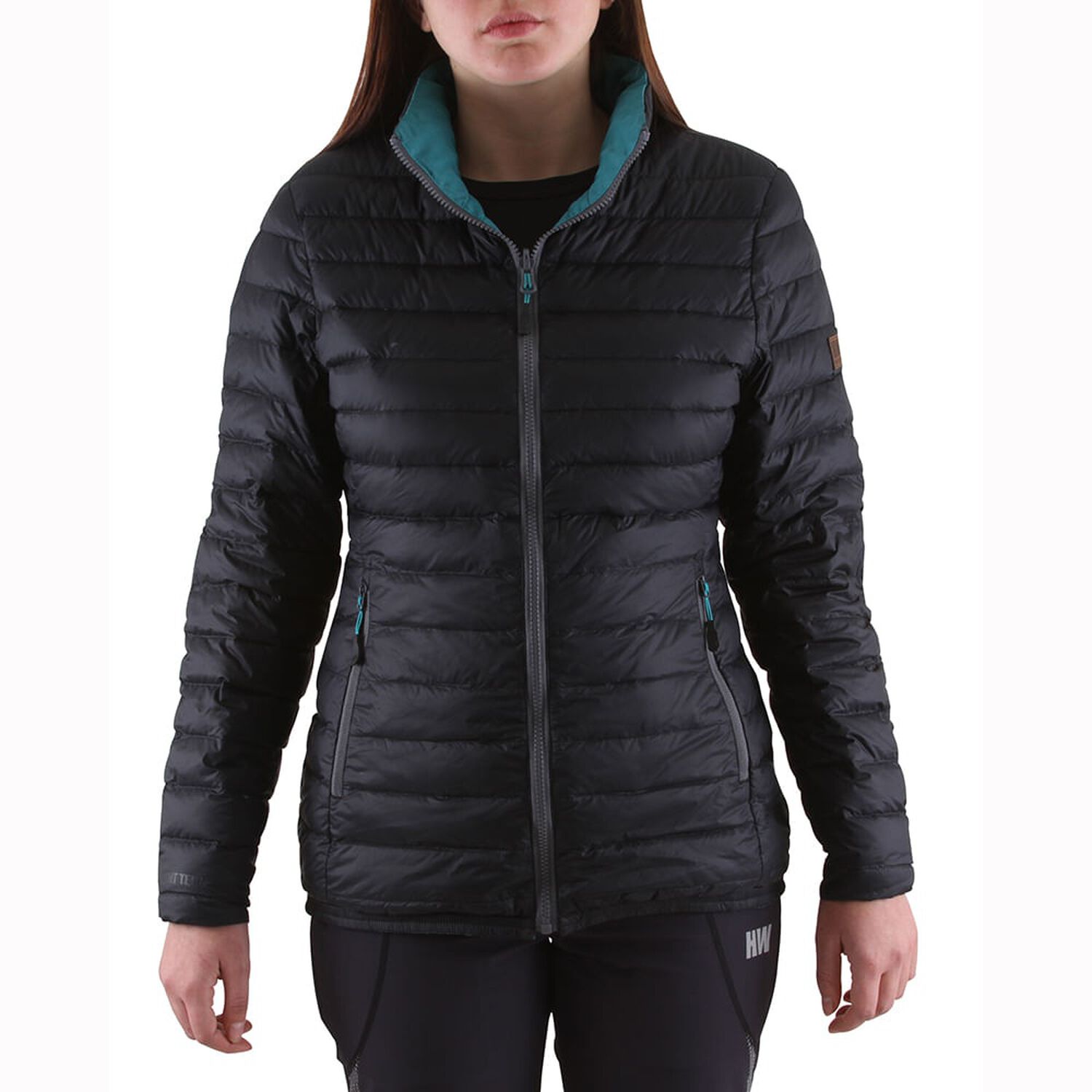 Parka Pluma Hw Goose Reversible Mujer Negro/turquesa image number 5.0