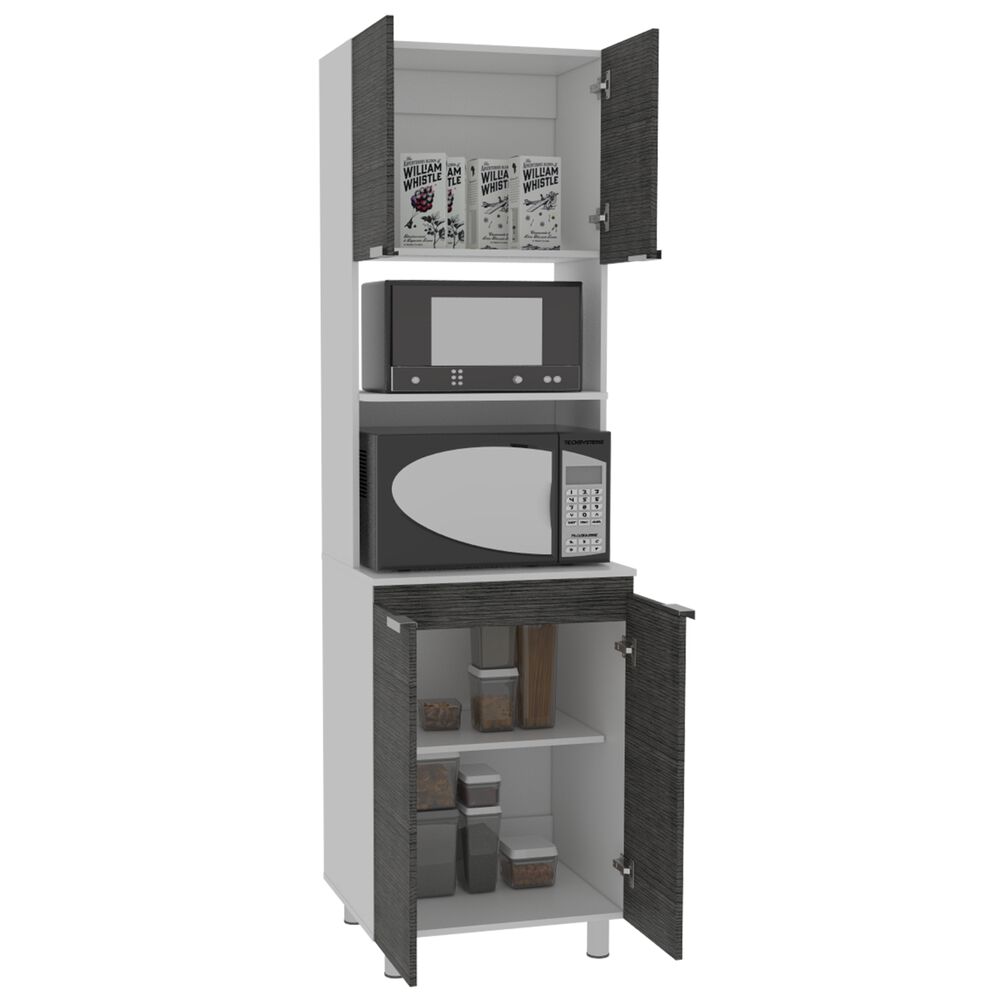 Mueble Microondas 4 Puertas Fm-005g Gris Y Blanco image number 1.0