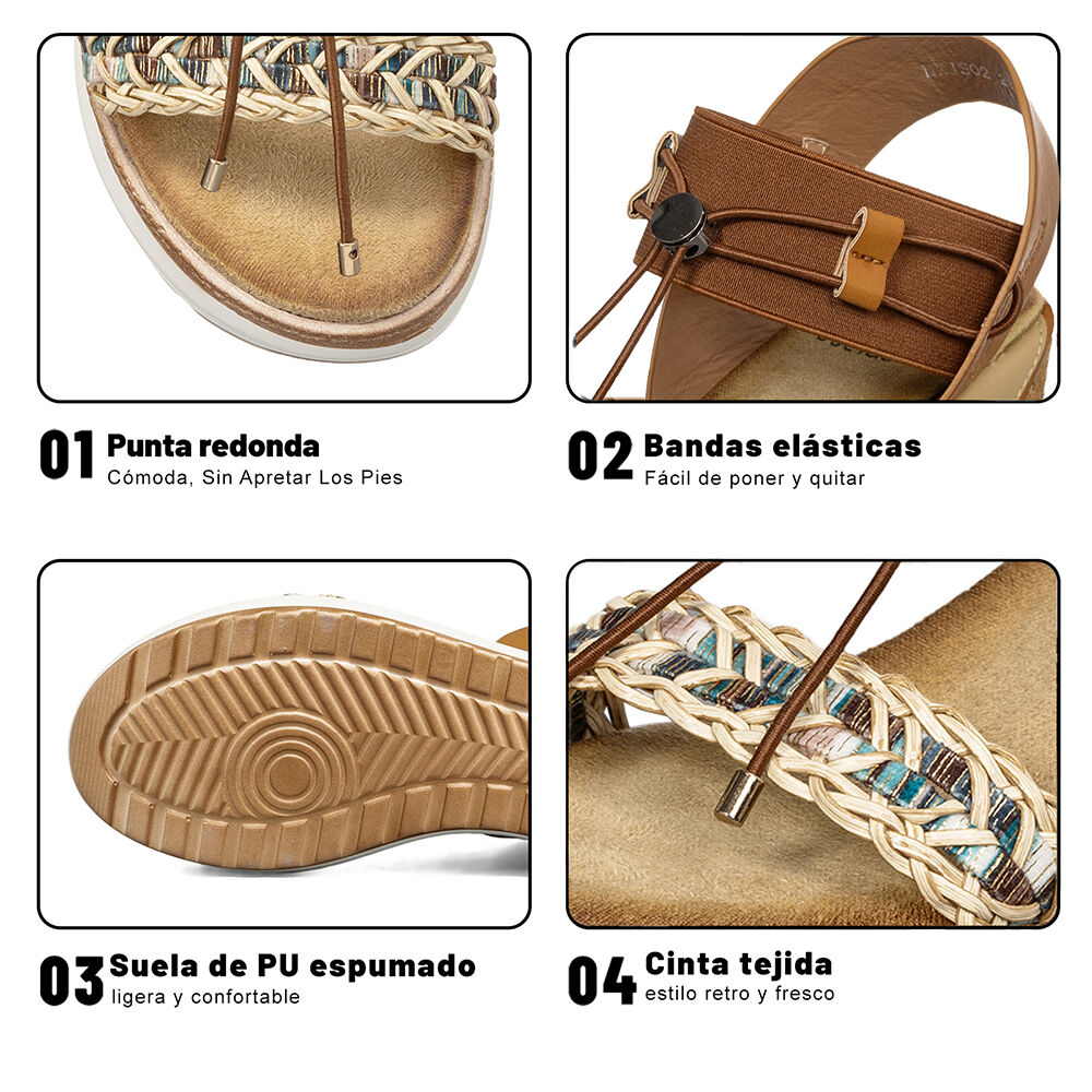 Sandalias Casuales Taco Cuña Mujer Weide Js02 image number 5.0