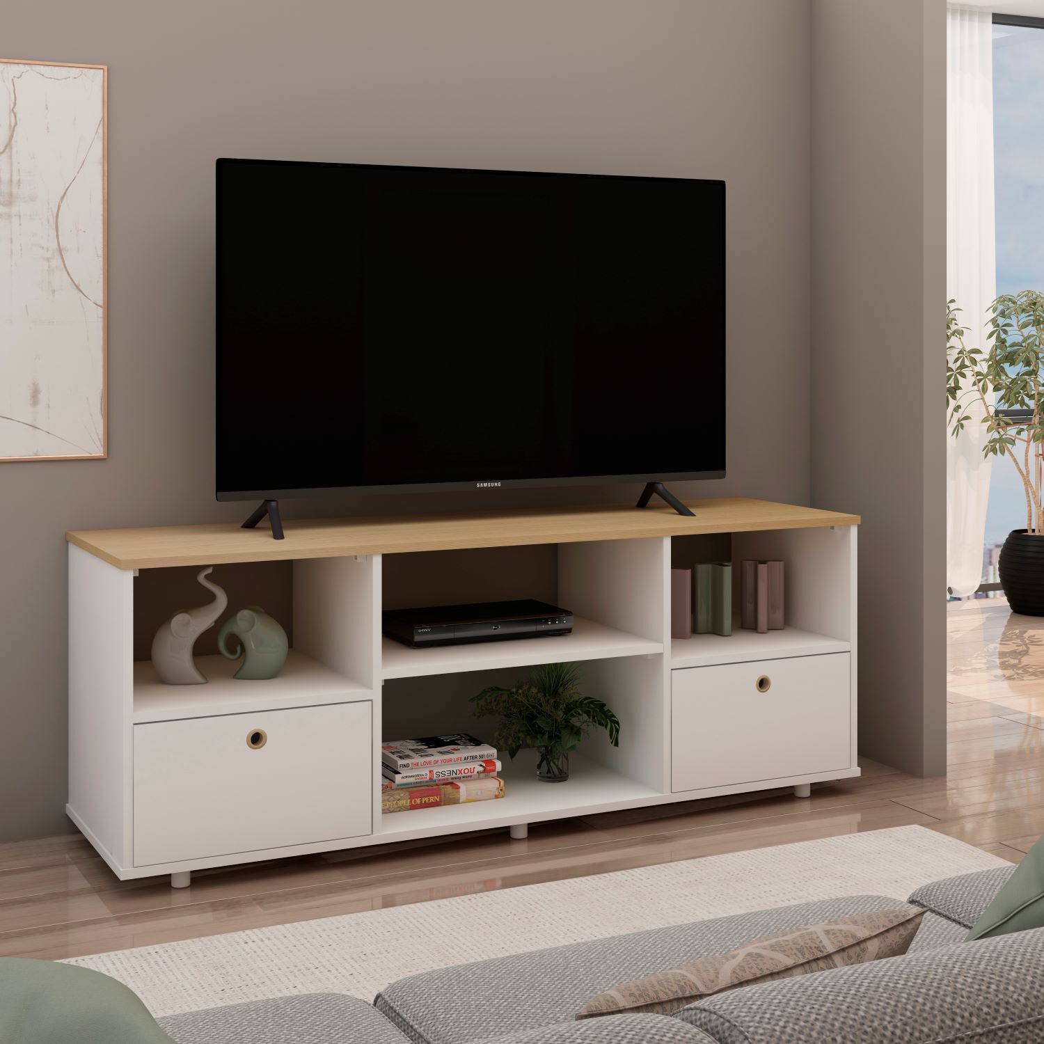 Rack Tv Hazlo Tu Mismo Simm Blanco image number 1.0