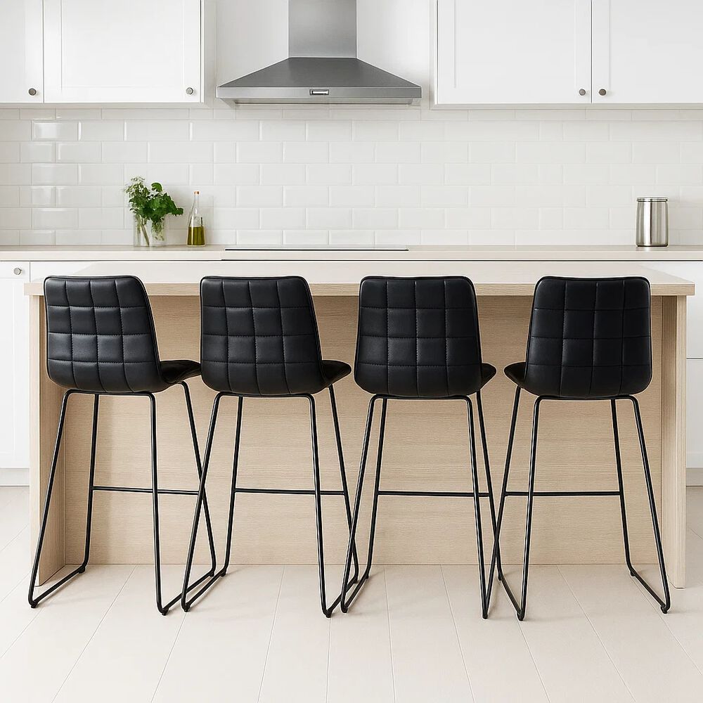 Pack De 4 Taburetes Altos Milano Cuero Sintetico Con Patas Metálicas Estilo Industrial image number 2.0