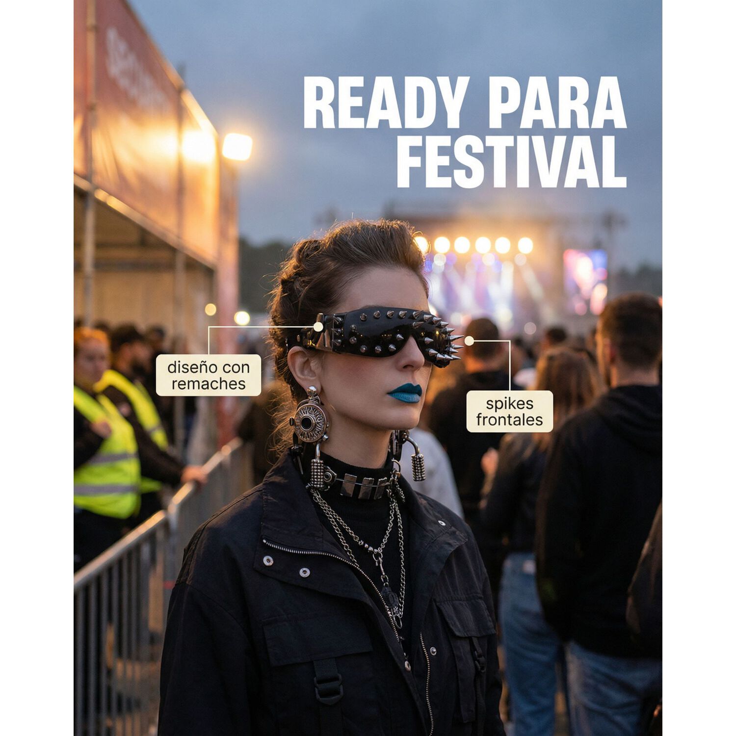 Lentes Retro Futuristas Steampunk Rave Rock Para Mujer image number 28.0