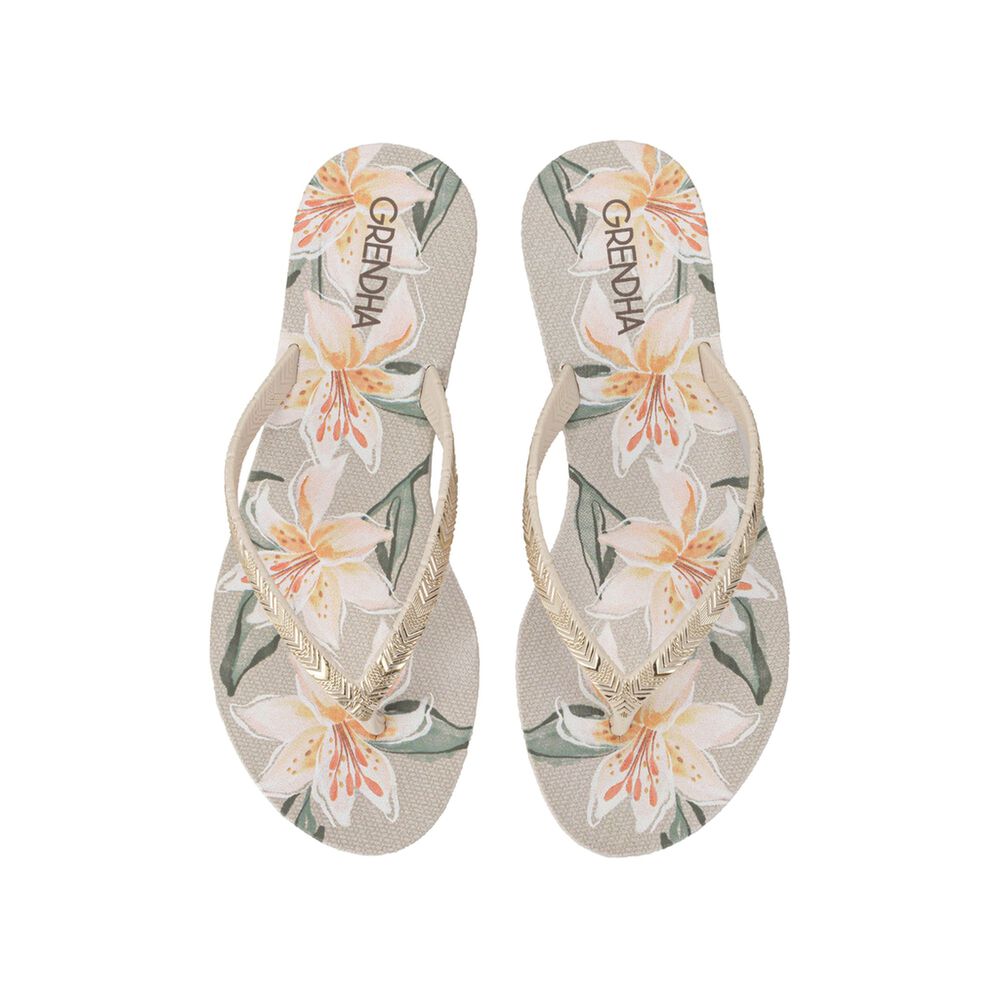 Sandalia Mujer Beige Flor Rast Grendha image number 0.0