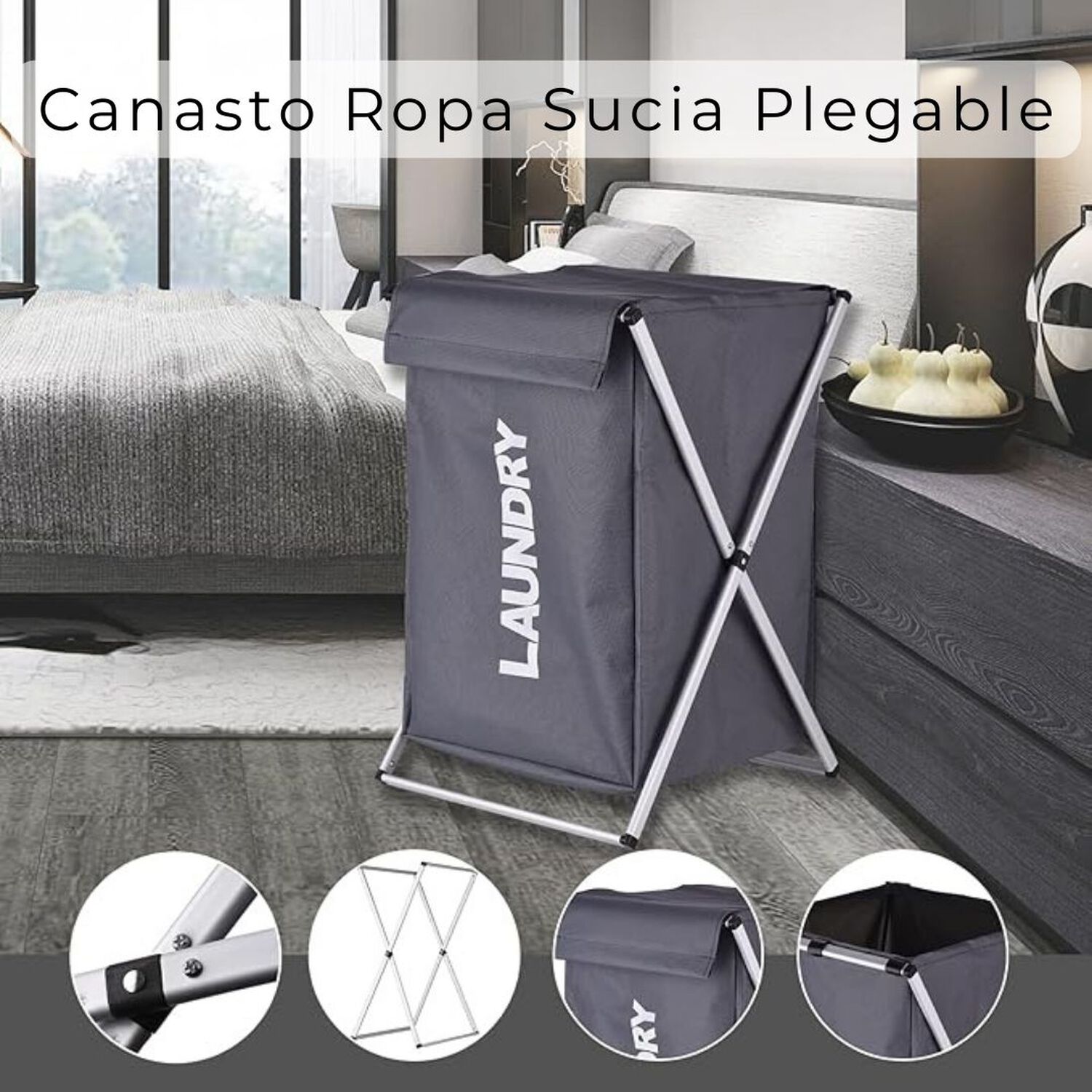 Canasto Ropa Sucia Plegable Tela Dise&ntilde;o Simple image number 1.0