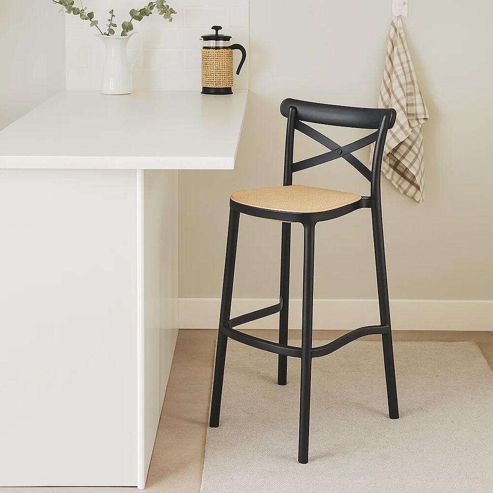 Taburete Crossback Danubio Piso De Bar O Terraza Exterior - Negro image number 2.0