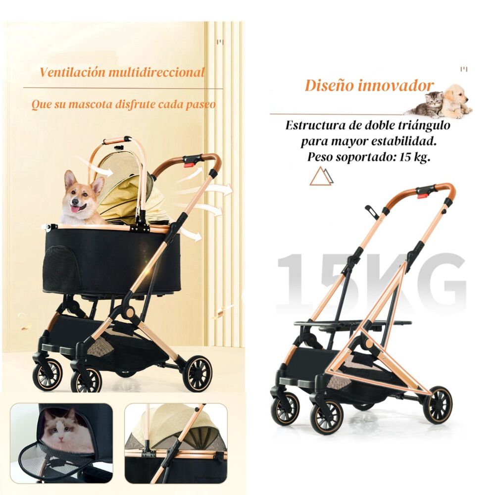 Coche Para Mascotas Premium 2 En 1 C106 Rosado Lubabycas image number 6.0