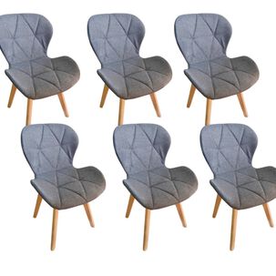 Pack 6 Sillas Mariposa Wood Lino Gris