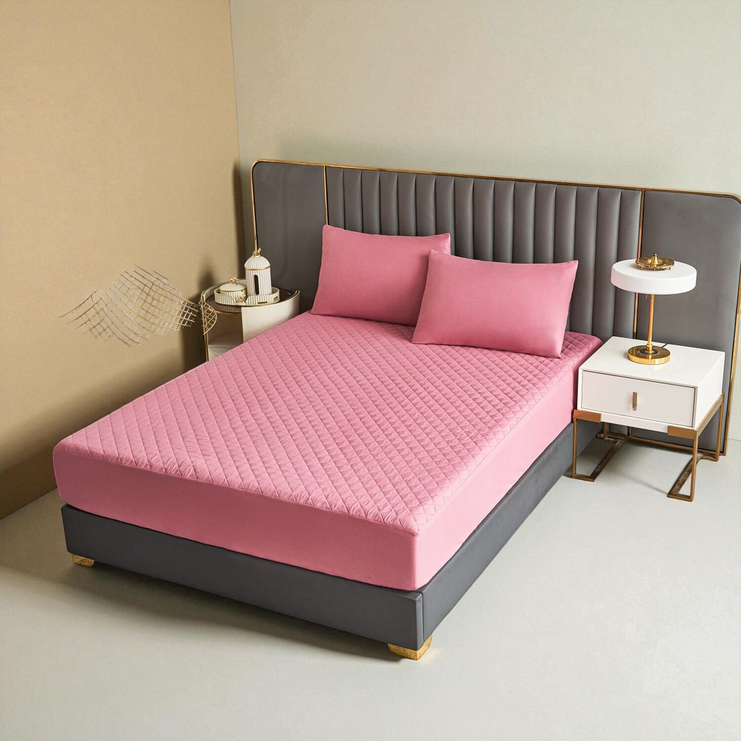 Cubrecolch&oacute;n Impermeable 2p + 02 Fundas De Almohada Rosado image number 0.0