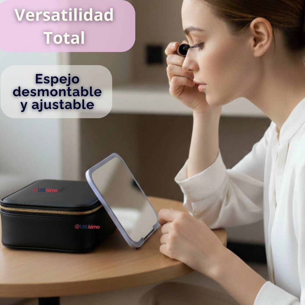 Malet&iacute;n De Maquillaje Con Luz Led Y Espejo Estuche De Maquillaje Organizador image number 8.0