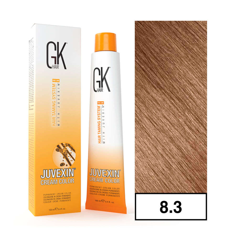 Gkhair - Tintura Cream Color Permanente Vegana 100ml + Oxidante - 8.3 Rubio Claro Dorado image number 0.0