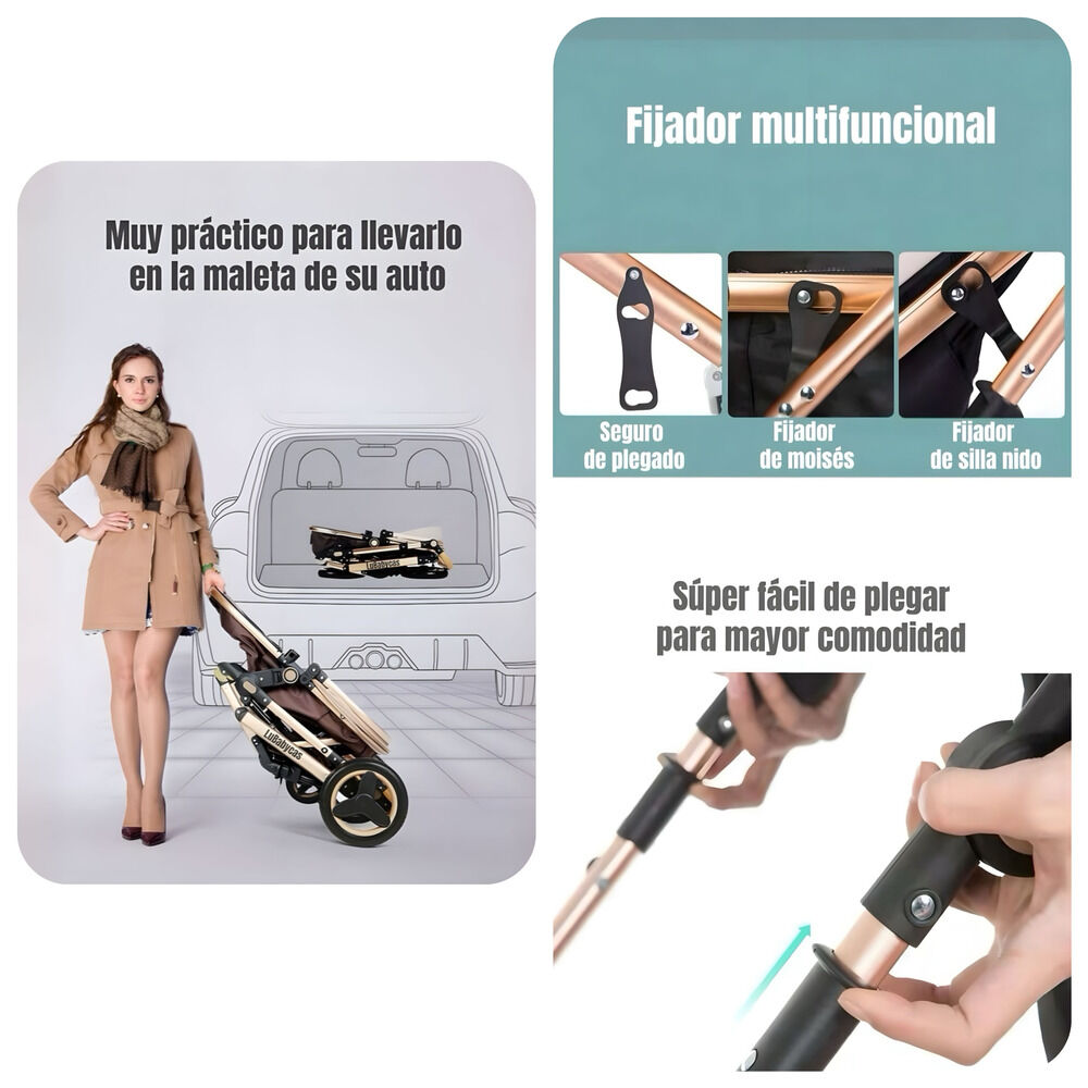 Coche Travel System Con Accesorios Café Lubabycas image number 6.0