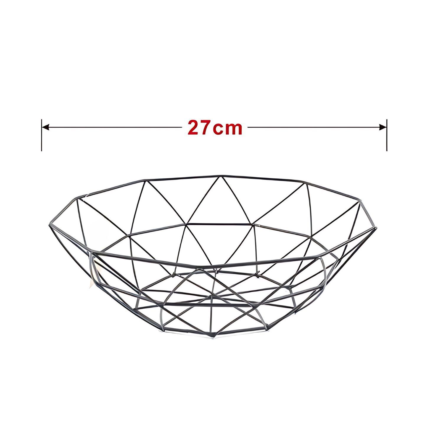 Frutero Canasto Met&aacute;lico Redondo 27cm Cocina Dise&ntilde;o Tri&aacute;ngulos image number 2.0
