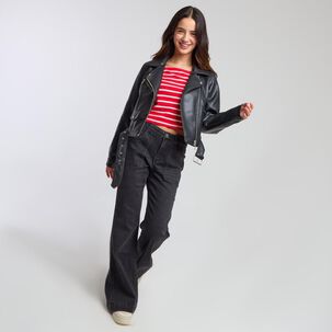 Chaqueta Ecocuero Biker Cuello Cruzado Mujer Freedom