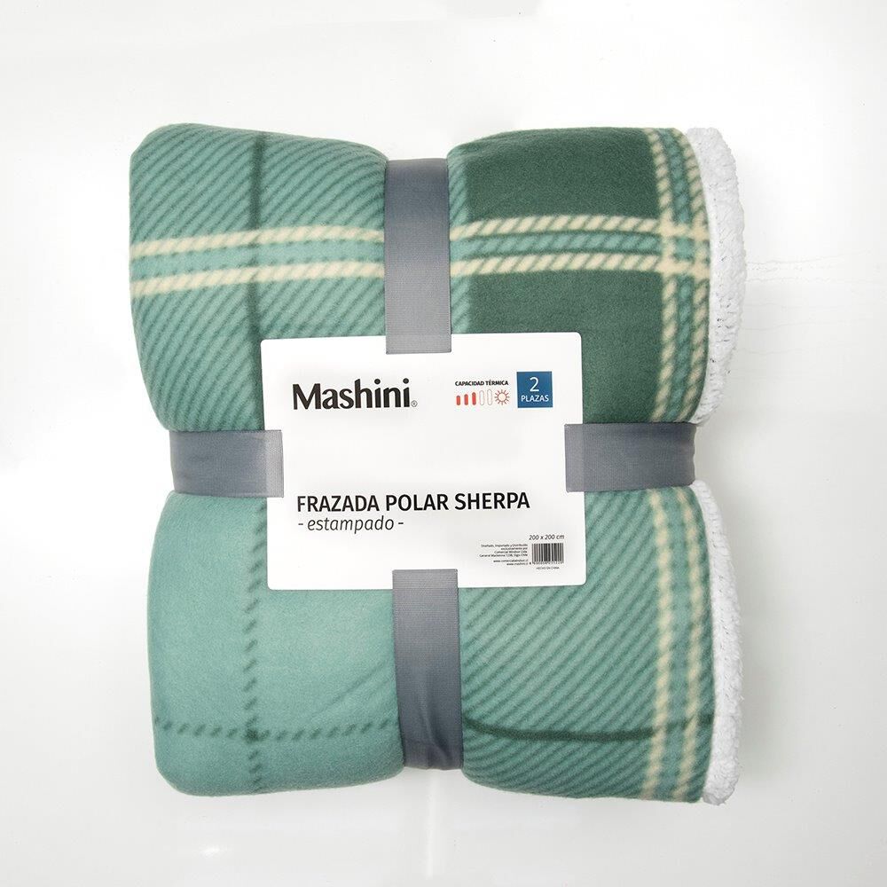 Frazada Polar-sherpa Estampada 1.5 Plazas Tartan Verde image number 2.0