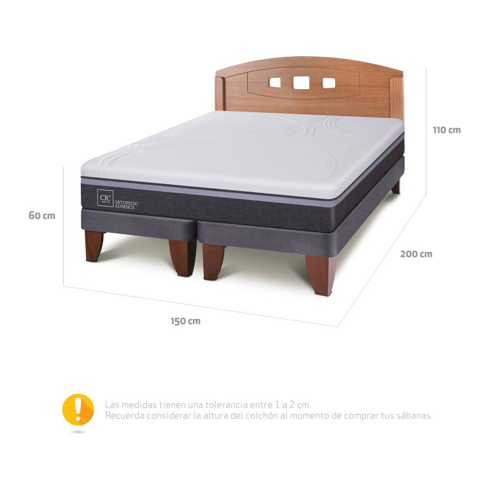 Cama Europea Cic Ortopedic Advance / 2 Plazas / Base Dividida + Respaldo image number 2.0