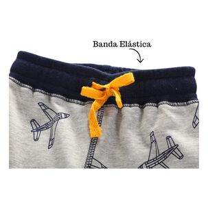 Pantal&oacute;n Buzo Ni&ntilde;o 100% Algod&oacute;n Jump Kids Gris Claro Aviones