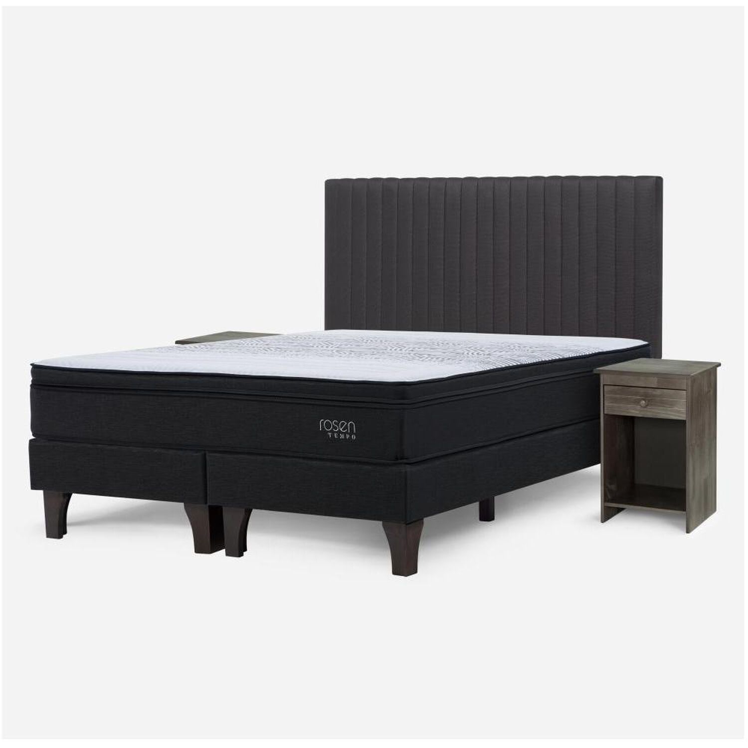 Cama Europea Rosen Tempo / 2 Plazas / Base Dividida + Set De Maderas image number 1.0