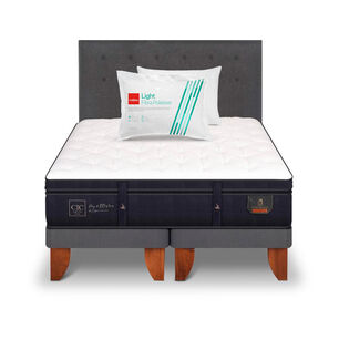 Cama Europea Cic Super Premium / 2 Plazas / Base Dividida + Respaldo&nbsp;+Pack de Almohadas