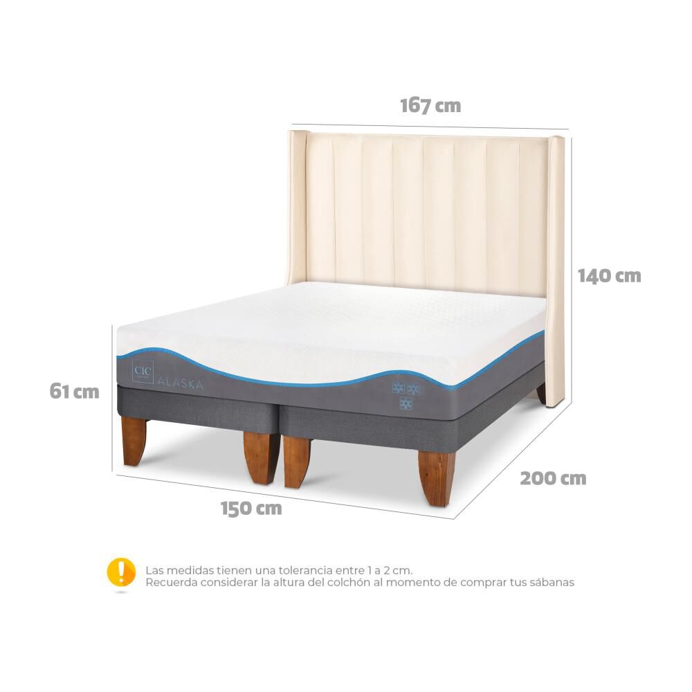 Cama Europea Cic Alaska / 2 Plazas / Base Dividida + Respaldo image number 5.0