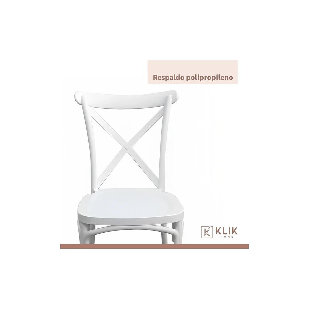 Comedor Rectangular Blanco 120x80cm + 6 Silla Crossback Danubio Blanca image number 6.0