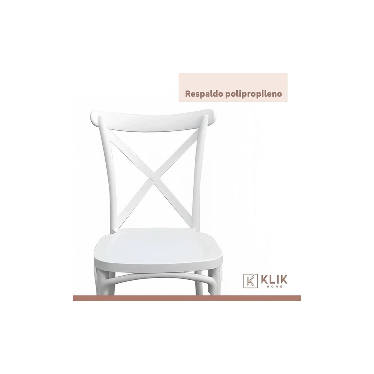 Comedor Rectangular Blanco 120x80cm + 6 Silla Crossback Danubio Blanca image number 6.0